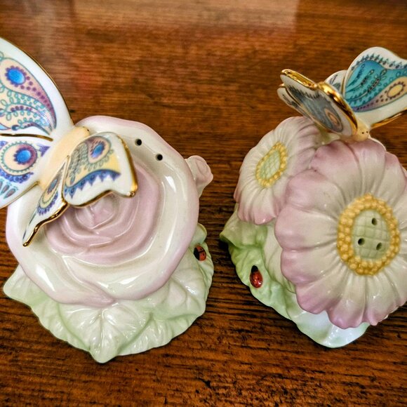 Vintage Lenox Springtime Butterfly Flutter Salt and pepper shaker Set Like new - Picture 8 of 8
